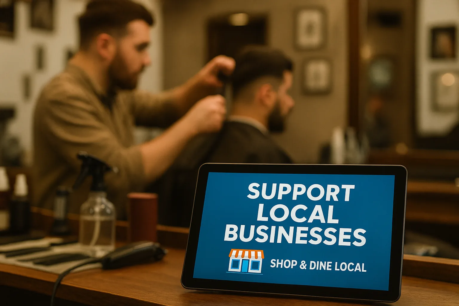Barber shop digital signage advertising example